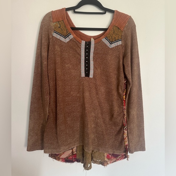 BKE Tops - BKE Boho Patchwork‎ Long Sleeve Top – Size S